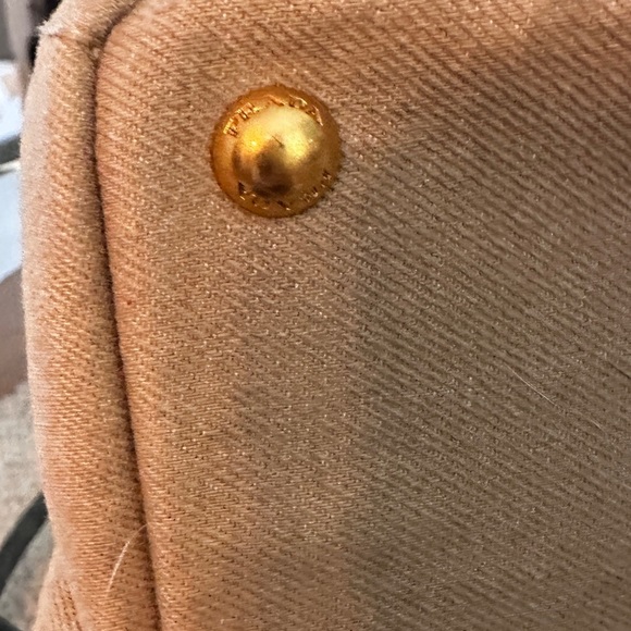 Authentic Prada Canvas Logo Tote Bag – Beige / Off-White - Picture 14 of 16